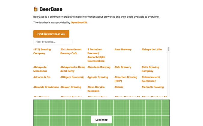 BeerBase Desktop Ansicht