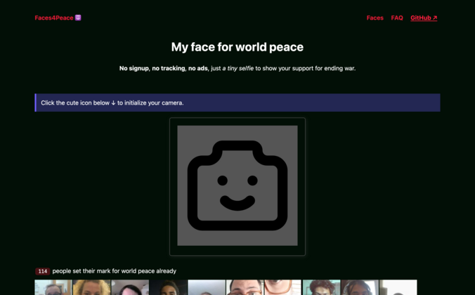Faces4Peace Desktop Ansicht