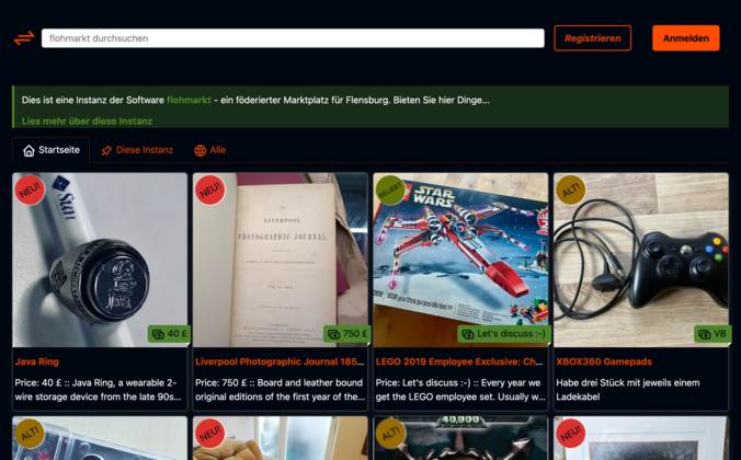 flohmarkt Desktop Ansicht