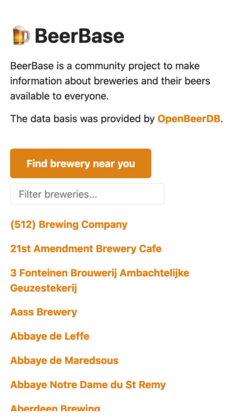 BeerBase Mobile Ansicht