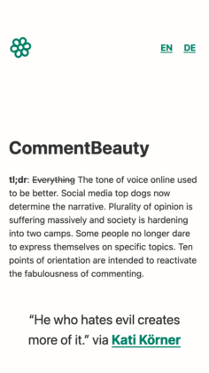 CommentBeauty Mobile Ansicht