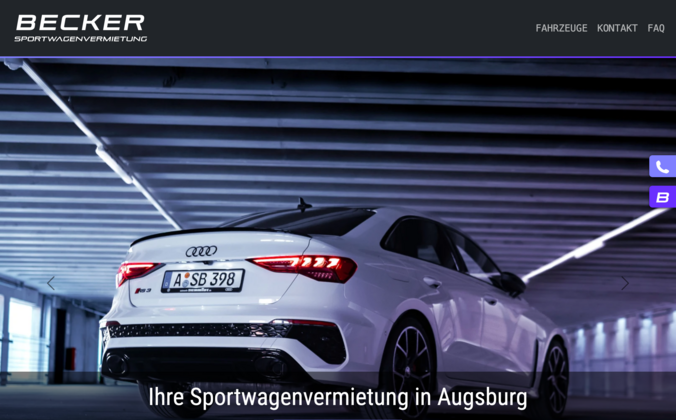 Sportwagenvermietung Becker Desktop Ansicht