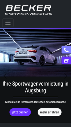 Sportwagenvermietung Becker Mobile Ansicht